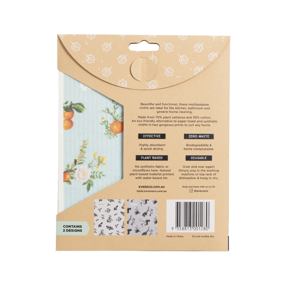 Eco Sponge Cloths Vintage Citrus Collection 2pk