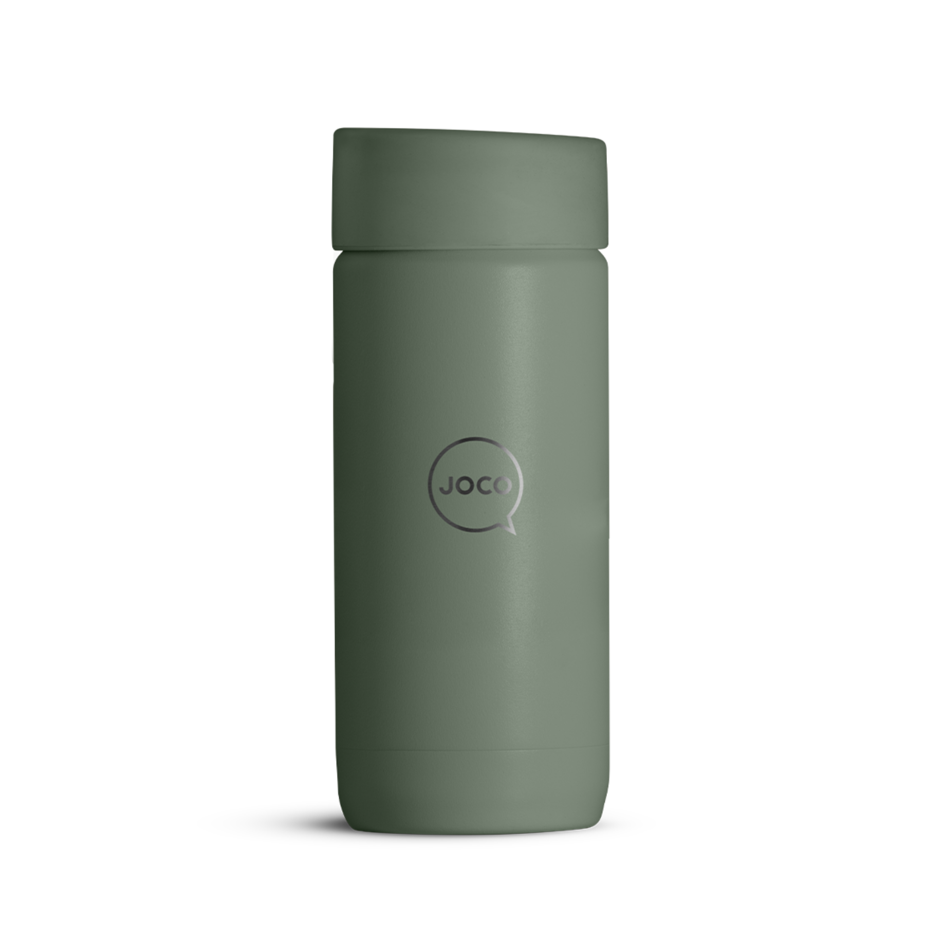 Green thermos bottle with 'JOCO' logo on a white background